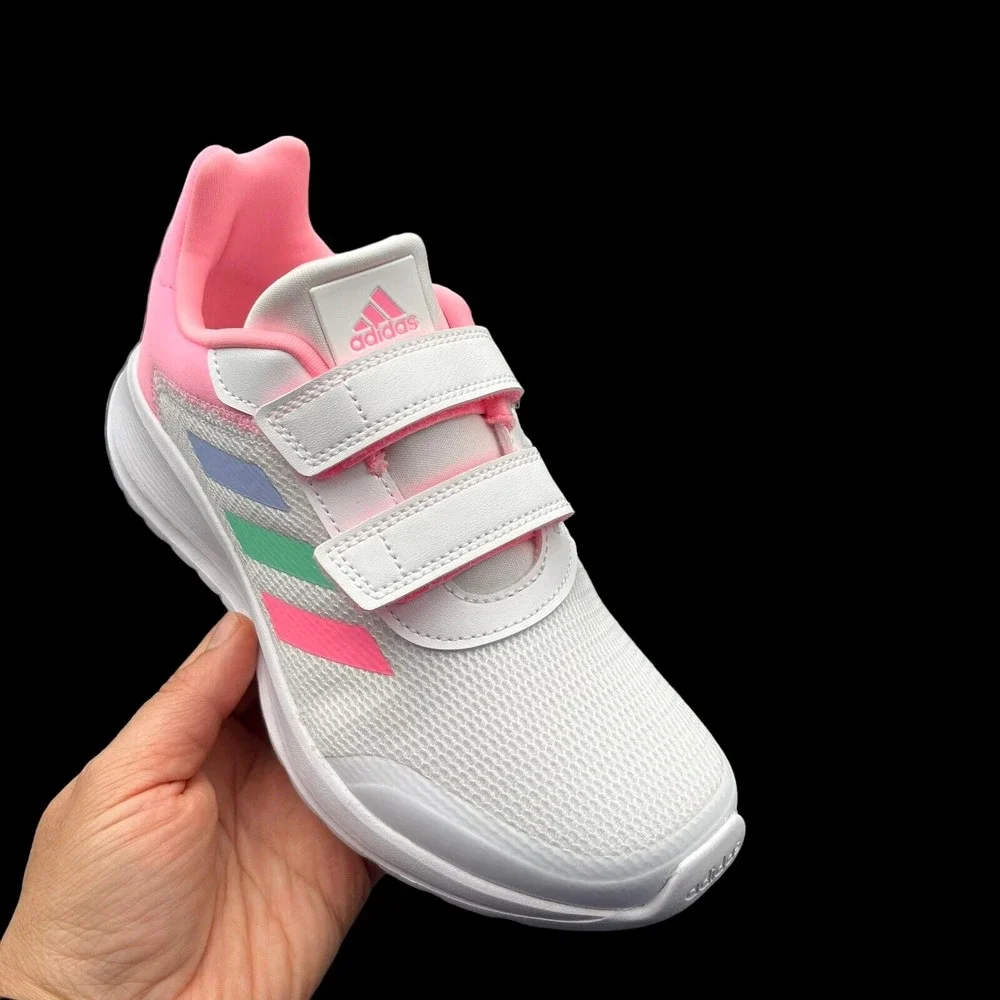 Adidas Youth Girls Running Shoes Size 3 White Multi Lightweight Comfort Sneakers